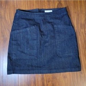 Loft Size 6 Dark Wash Denim Knee Length A-Line Skirt Pockets